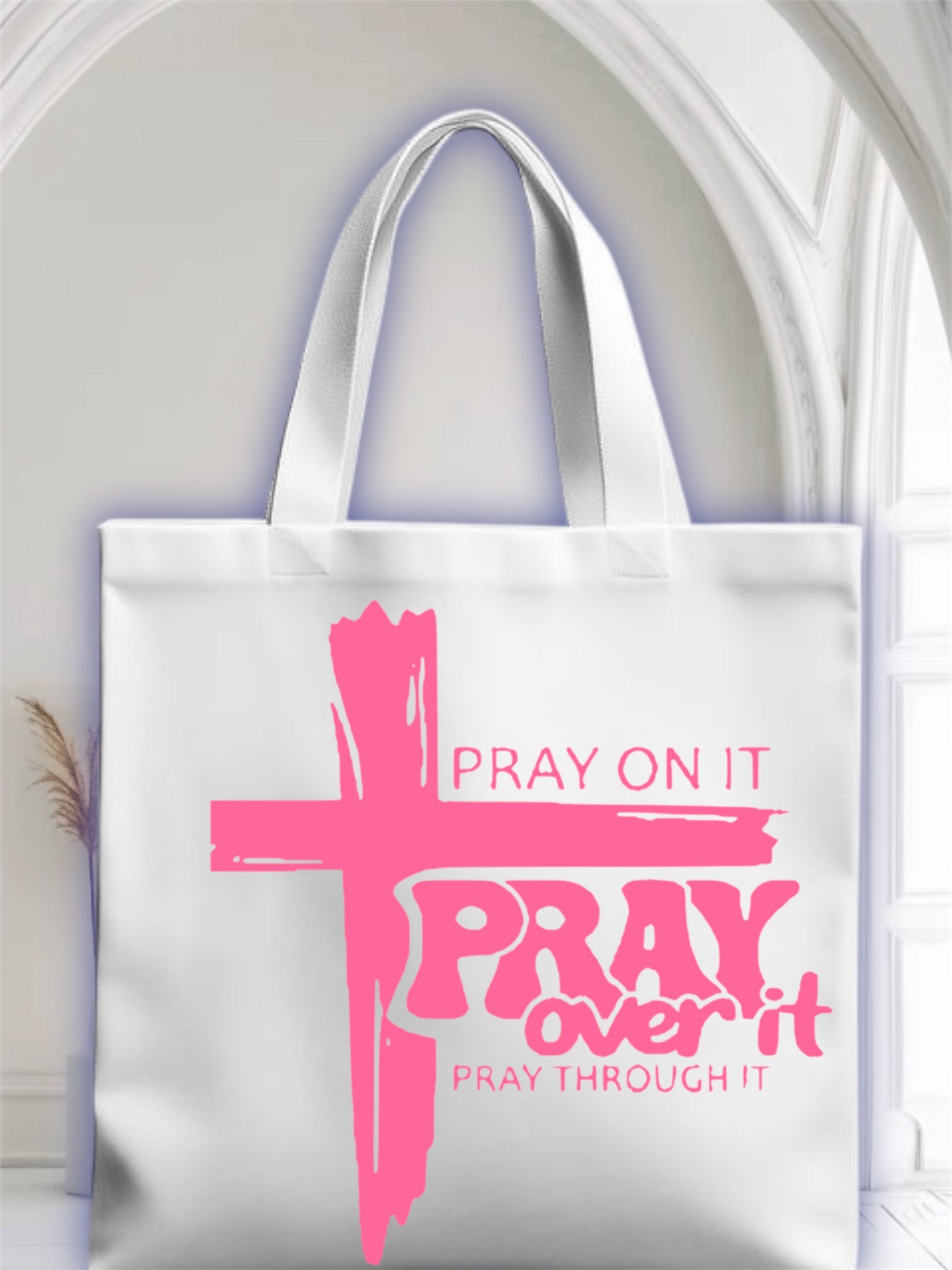 Pray over it tote bag