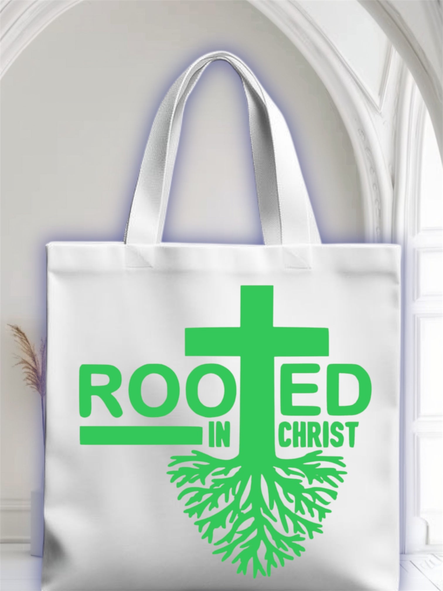 Rooted in Christ tote bag