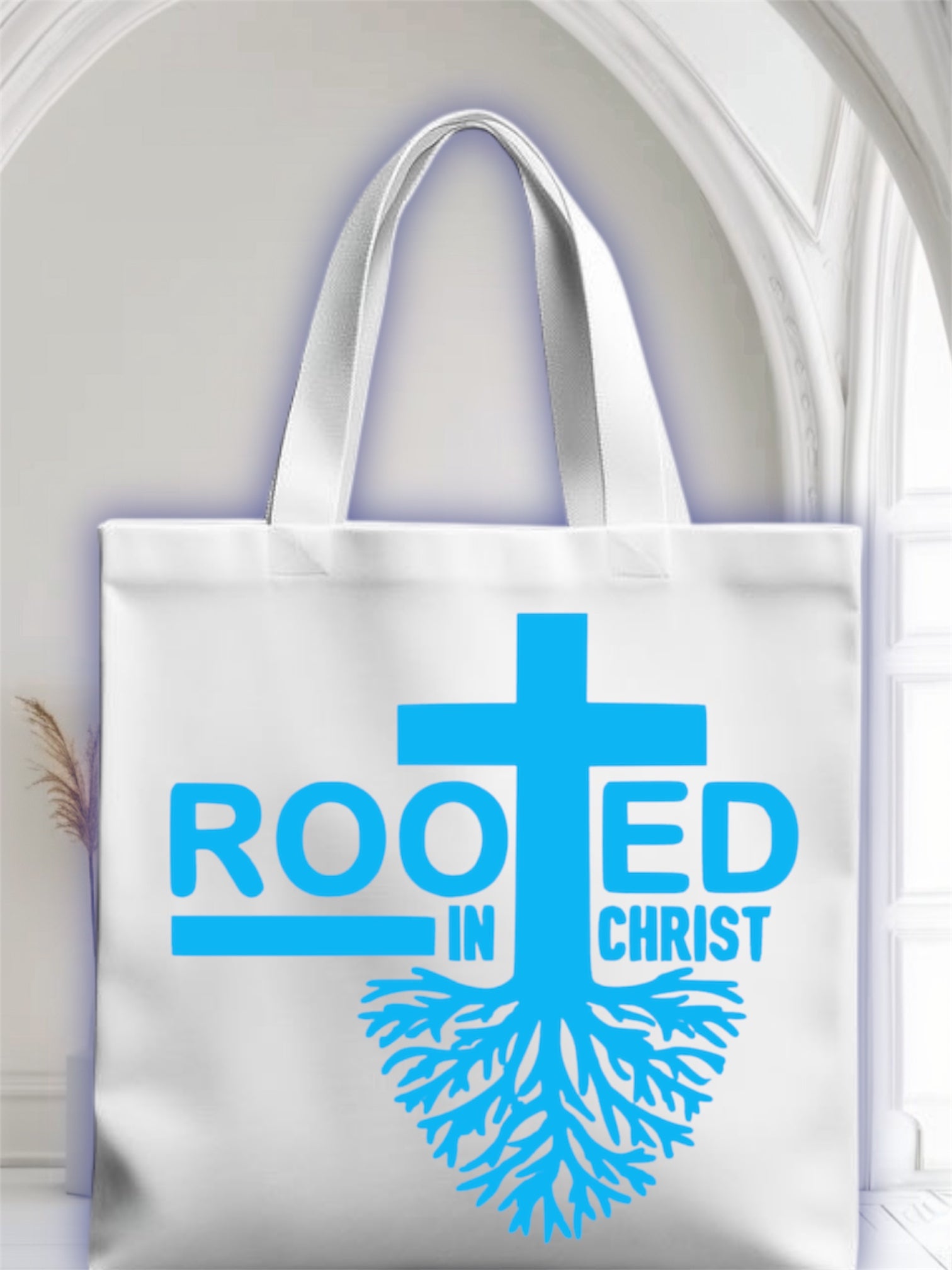 Rooted in Christ tote bag
