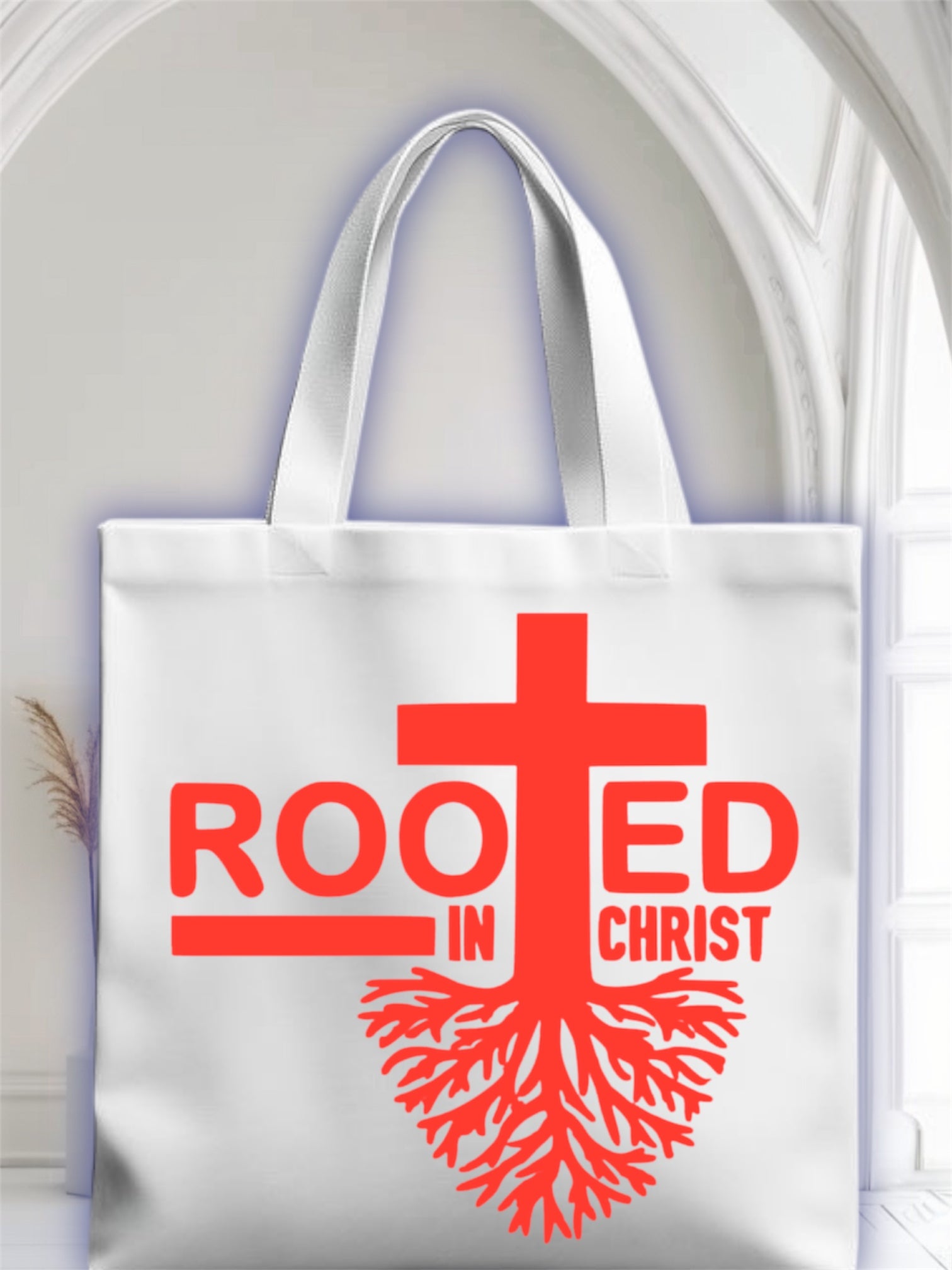 Rooted in Christ tote bag